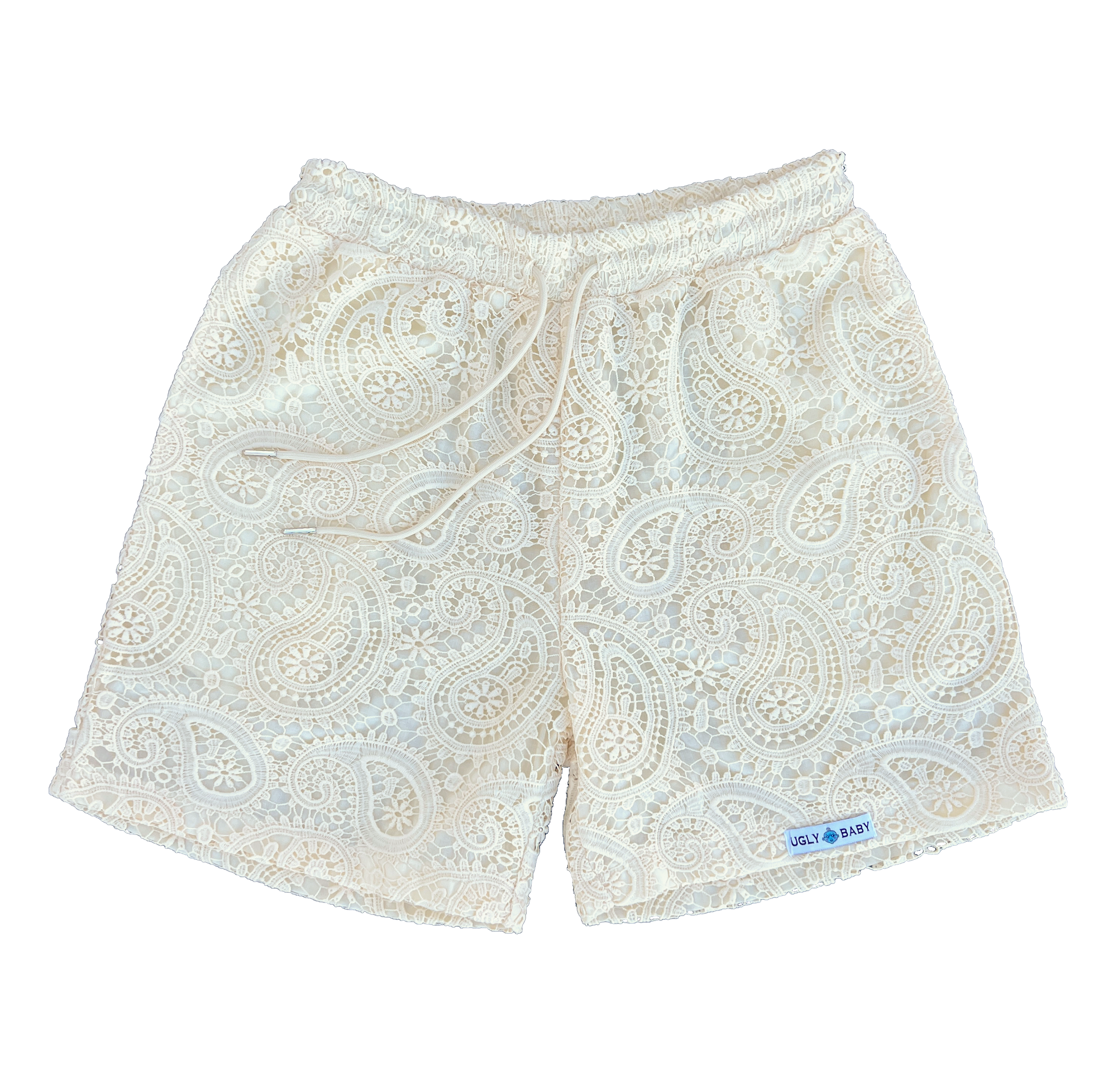 Paisley Lace Shorts - CREAM