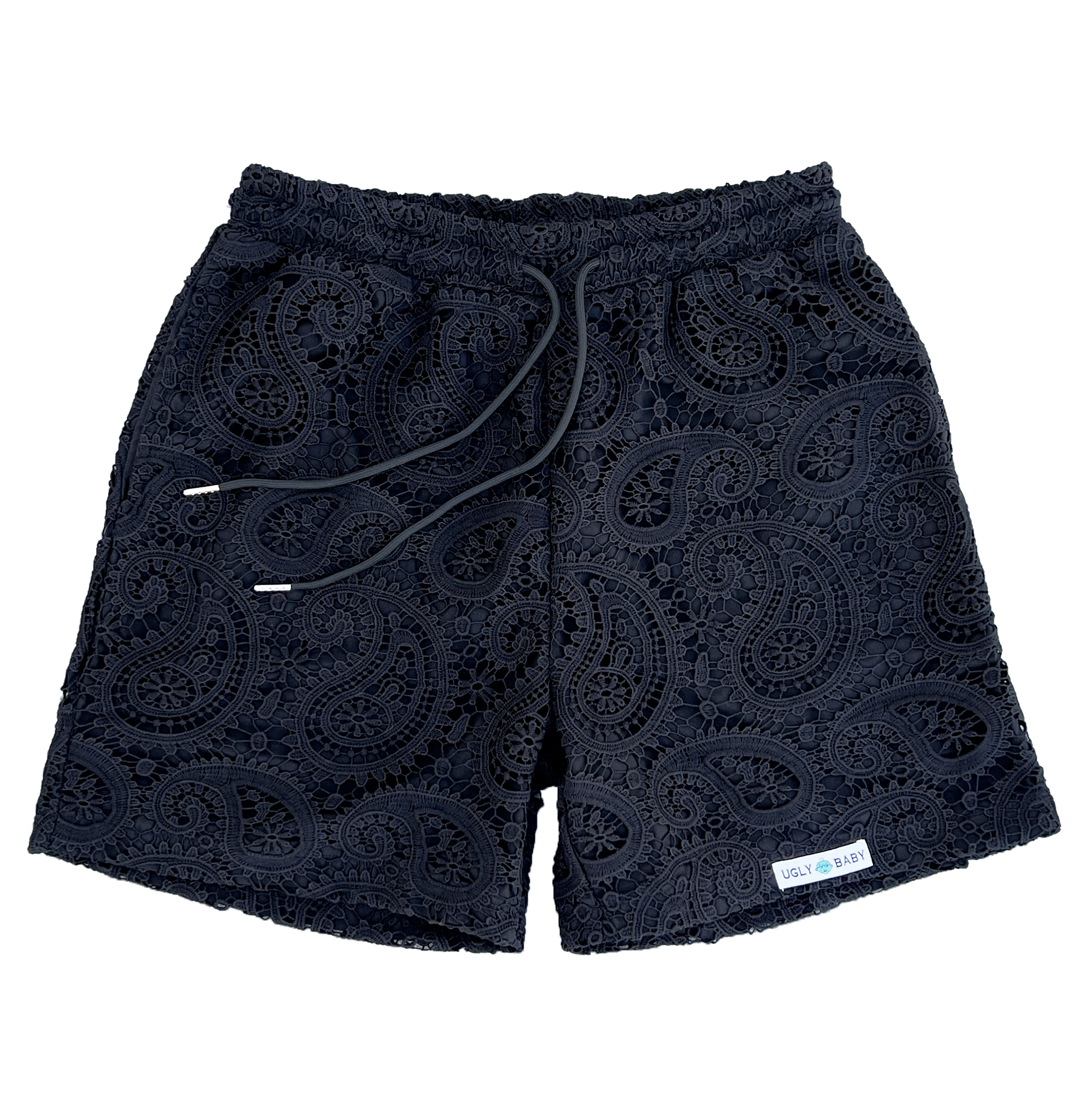 Paisley Lace Shorts - BLACK