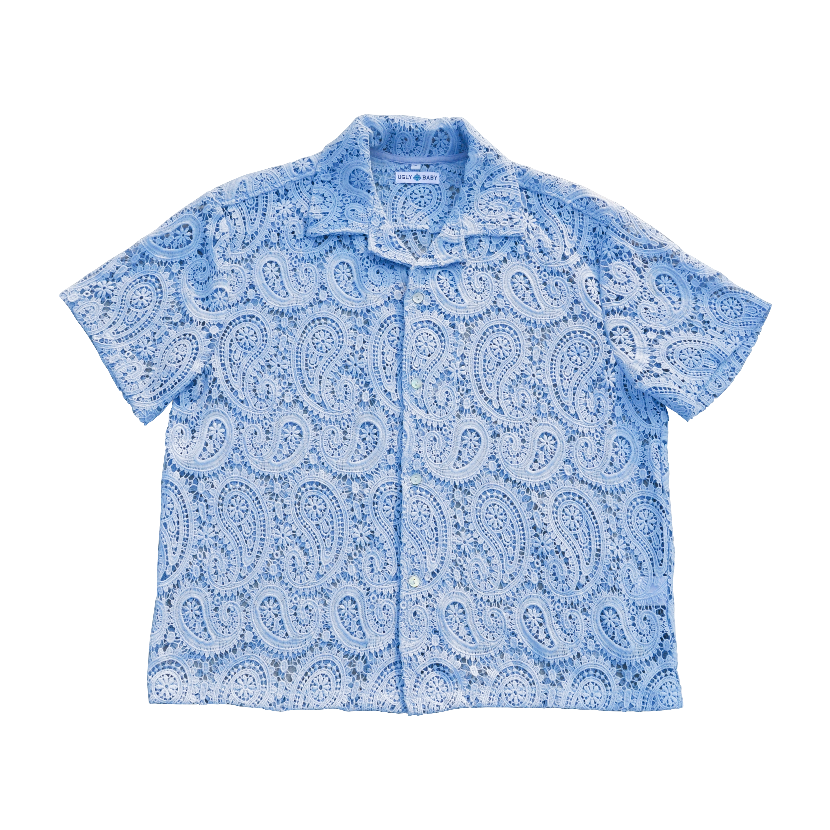 Paisley Lace Button-Up Shirt (POWDER BLUE)